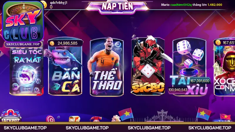 Trải nghiệm kho game Skyclub đẳng cấp thời thượng
